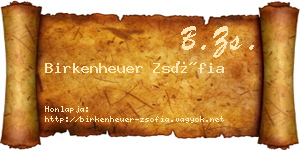 Birkenheuer Zsófia névjegykártya